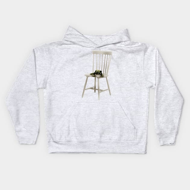 Frog on a Chair Kids Hoodie by Andydrewz